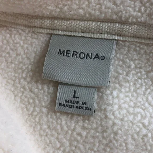 Merona Womens  Size L Full Zip Knit Sweater Jacket Fleece Ivory White Coat - Picture 3 of 12